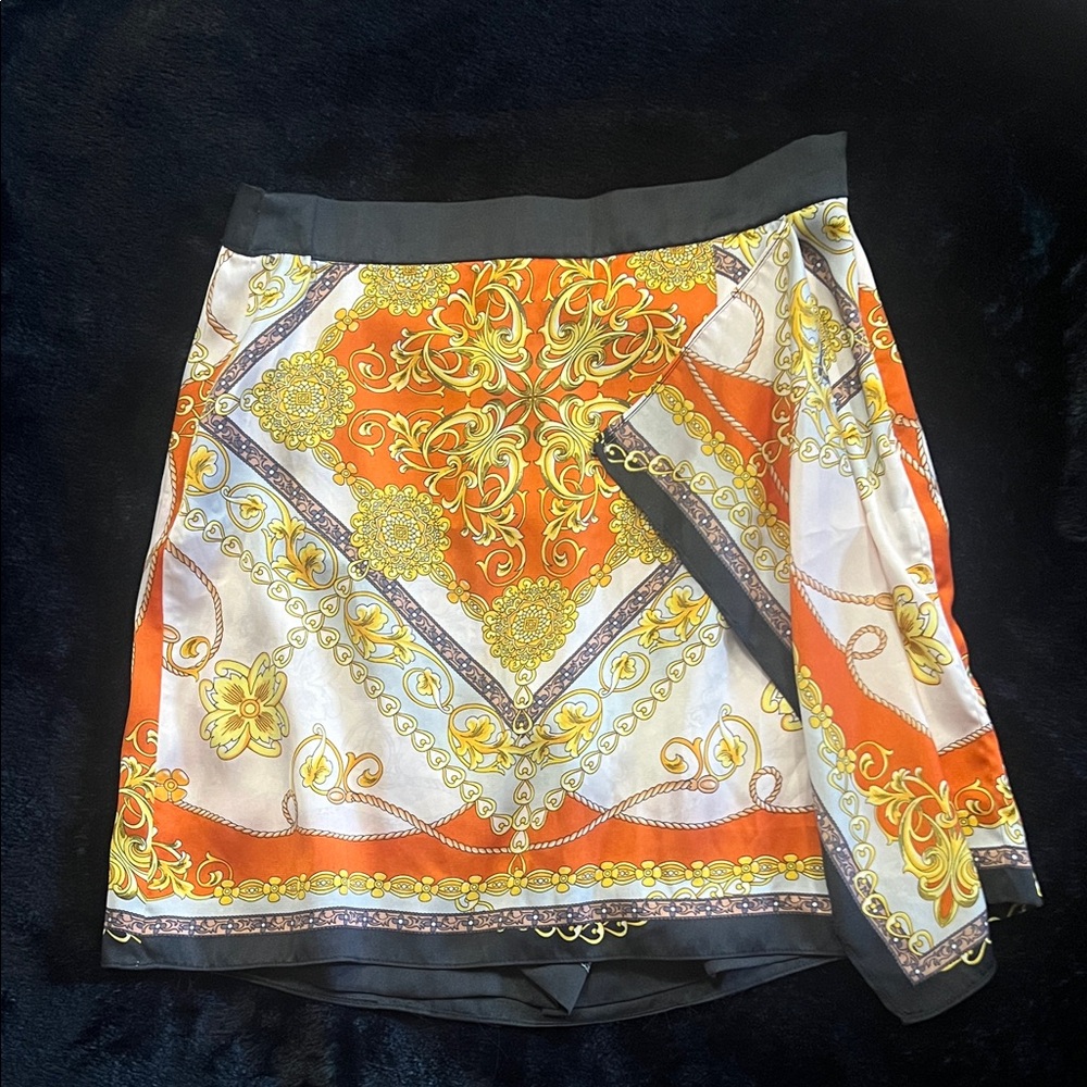 French Connection Orange and Gray Skirt